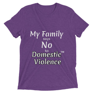 Short sleeve t-shirt - My Family Says No (Purple)