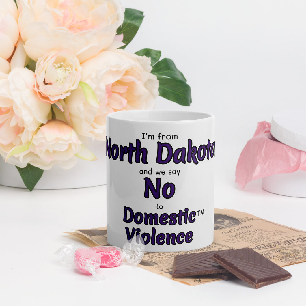White glossy mug - North Dakota